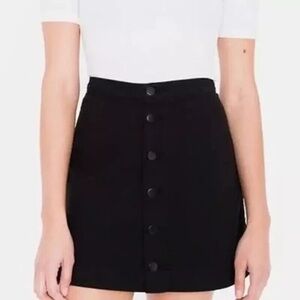 American Apparel Made in USA Black Denim Button Up Skirt